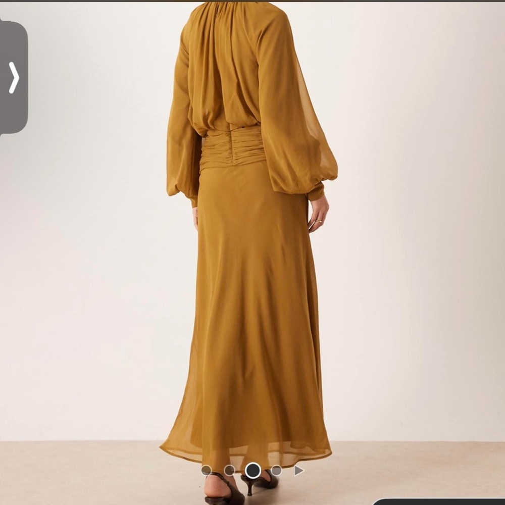 ASOS design high neck drape chiffon maxi dress with neck tie - Picture 2 of 8